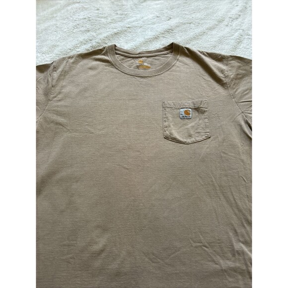 Carhartt Men's Original Fit Short Sleeve T-Shirt Tan/Beige Size 2XL - K87 DES - Picture 2 of 6